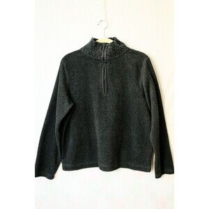 Eddie Bauer L Birch Valley Fleece Mock mens charcoal gray pullover 1/4 zip